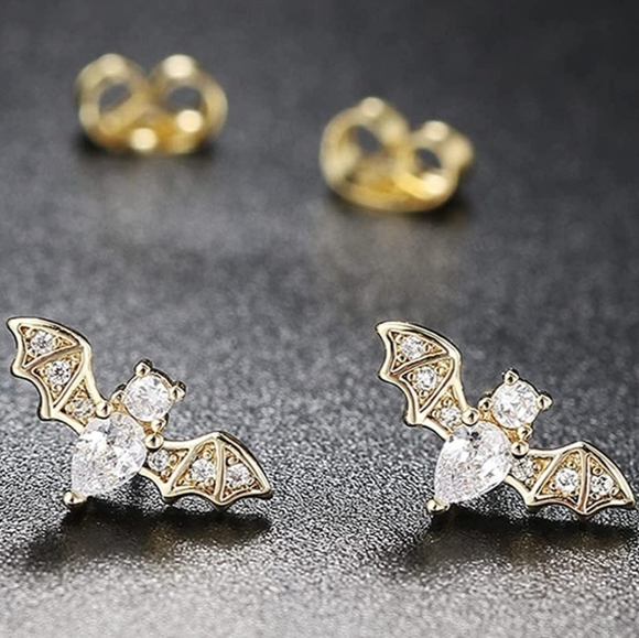 Jewelry - Gold CZ Bat Earrings